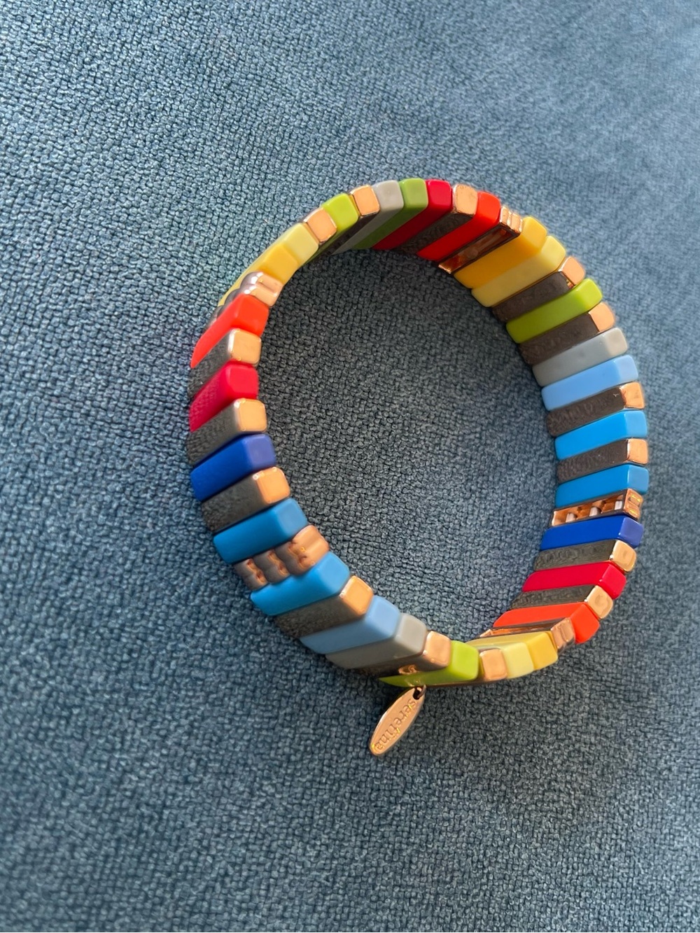Multicolor Tile Stretch Bracelet - Colorful Mosaic Design
